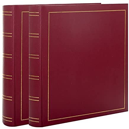 (Lot de 2) Albums Photo Traditionnel Jumbo 100 Pages Blanches pour 400 Photos 10x15 cm par Album – 800 Photos au Total – Couleur Bordeaux