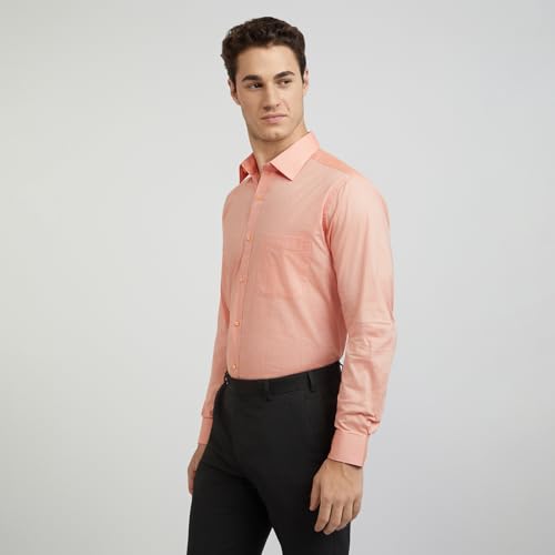Image of Raymond Men's Slim Fit Solid Pattern Pure Cotton Semi Cut Away Collar Full Sleeve Formal Shirt