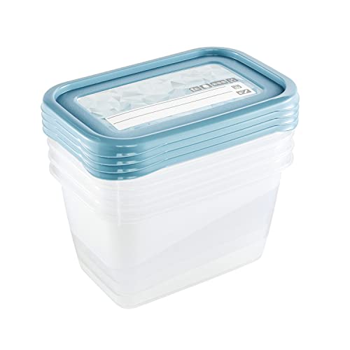 keeeper Tiefkühldosenset 4-teilig, Wiederbeschreibbarer Deckel, 4 x 750 ml, 15,5 x 10,5 x 8,5 cm, Mia Magic Ice, Nordic Blue – Ansicht 3