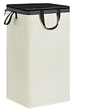 Large Clothes Hamper with Removable Bag (84L), Tall Laundry Bin with Handles, Collapsible Canvas Laundry Hamper for Nursery, College Dorm, Bedroom, Dirty Laundry Basket for Adults and Kids (Beige)