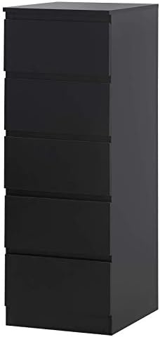 Fineboard Storage Dresser with 5 Drawers Universal Organizer Unit, Black