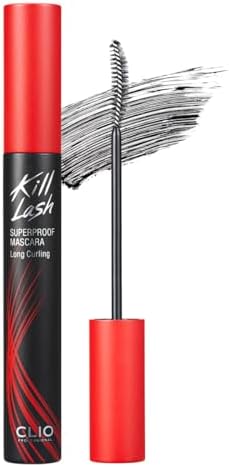 CLIO Kill Lash Superproof Mascara, Waterproof Fiber Lengthening for Straight Lashes, Smudge & Flake-Proof, Clump-Free Lash Extension for Lifted Curl, Safe for Sensitive Eyes (001 Long Curling)