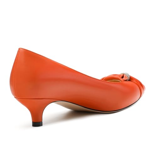 Womens Kitten Heel Pumps, Pointed Toe Dress Pumps for Women, Daily Pumps Shoes with Bow Tie 5