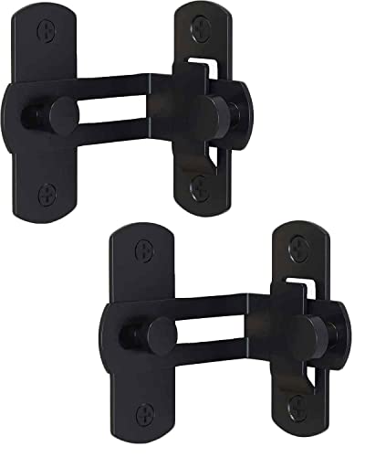 ドアロック 後付け ドアバックル 2点セット90度ドア留め金部屋鍵後付け網戸ストッパー猫 ドアノブ 対策 ドアバックル ステンレス鋼製 引き戸 ロック 引き戸 鍵 後付けねじ付き 簡単操作 亜鉛合金補助錠 留め具 S ブラック