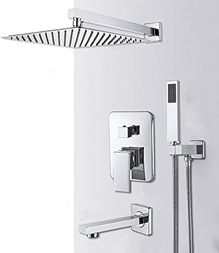 Système de douche effet pluie encastrable chrome et robinet cascade bain