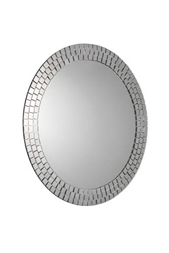 Croydex Meadley Circular Mirror with Mosaic Surround and Hang N Lock Fitting System, 600 x 600 x 10mm