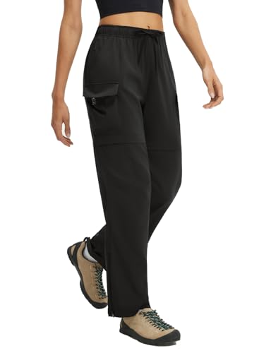 baleaf Wanderhose Damen Zip Off Trekkkinghose Wasserabweisend Outdoorhose Atmungsaktiv Schwarz M