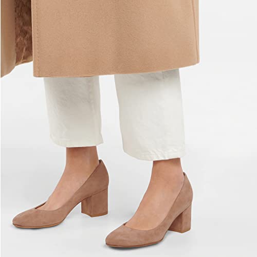 MOOMMO Women Classic Chunky Block Heel Suede Pumps Round Closed Toe Slip On 2" Low Thick Heels Dress Shoes Matte Patent Spring Fashion Office Ladies Work Pump Basic Shoe Elegant Wedding 4-11 M US2