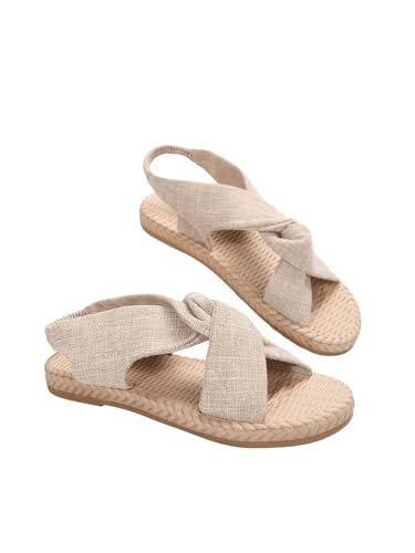 Verdusa Women's Open Toe Elastic Ankle Strap Flat Sandals Summer Shoes