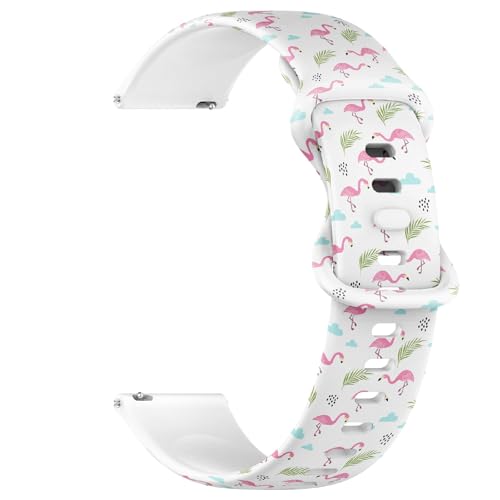 Compatible with Garmin Fenix 7/7 Pro, Fenix 6/6 Pro, Fenix 5/5 Plus, Epix (Gen2) / Epix Pro (Gen2), 22mm Sport Watch Band (Cute Flamingos Pastel Colors) Silicone Soft Strap Bracelet
