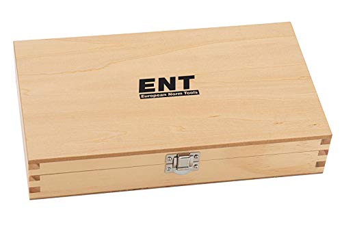 ENT 09022HKB 22-tlg. Fräser Set in Echtholzkassette - Schaft 8mm - Hartmetall-Schneiden - Einsatz für die Oberfräse