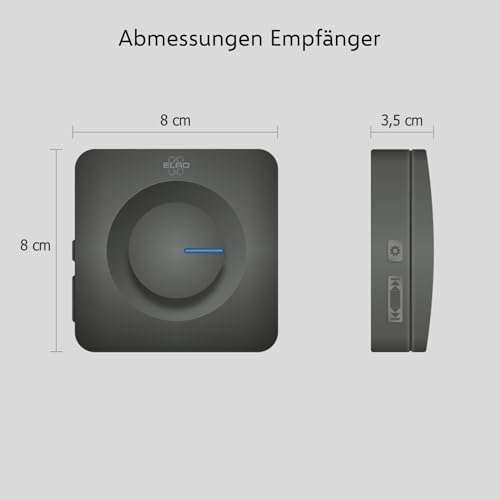 ELRO DB3000-P1C1B Funk Türklingel Set Tragbare Empfänger mit Batterie-Wasserdicht, 100m Reichweite, 64 Melodien-Schwarz