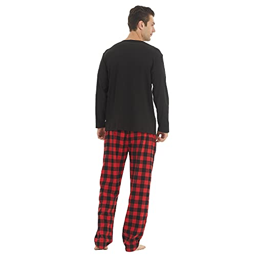LANBAOSI Pajamas for Men Set Long Sleeve Henley Microfleece Shirt Plaid Flannel Pants Comfy Pjs Sleepwear Plush Loungewear3