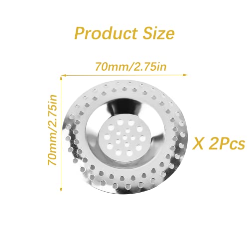2 Stück Abflusssieb Edelstahl, Abfluss Sieb, Spüle Filter Sieb, Haarsieb Dusche, Waschbecken Sieb, Spülbeckensieb, Abflusssieb Siebe für Dusche,Badewanne, Küche, 2.7 / 7.0 cm