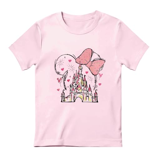 Image of Graphic Shirts for Girls Cute Bow T Shirt Kids Toddler Holiday Tshirt Vacation Trip Summer Tee Cotton Tops