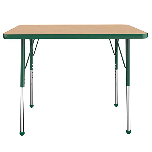 FDP 24" x 36" Rectangle Table with Ball Glide Legs - Maple/Green