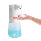 Dispensador de jabón automático sin contacto: Simplemente coloque su mano debajo del dispensador de jabón con sensor de movimiento, la tecnología de sensor infrarrojo inteligente incorporada detecta con precisión su mano y dispensa un desinfectante de manos líquido a una velocidad instantánea de 0,25 segundos. Lavado de manos 100% sin contacto, más salud y seguridad.