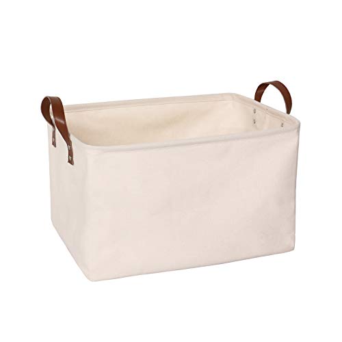 Miracle Baby Cesta de Tela Impermeable Plegable,Cestos de lavanderíapara la Colada,Organizador Lavadero Almacenamiento de Canastas para Guardar Organizadoras Juguetes Ropa(Blanco.S.43 * 33 * 25)