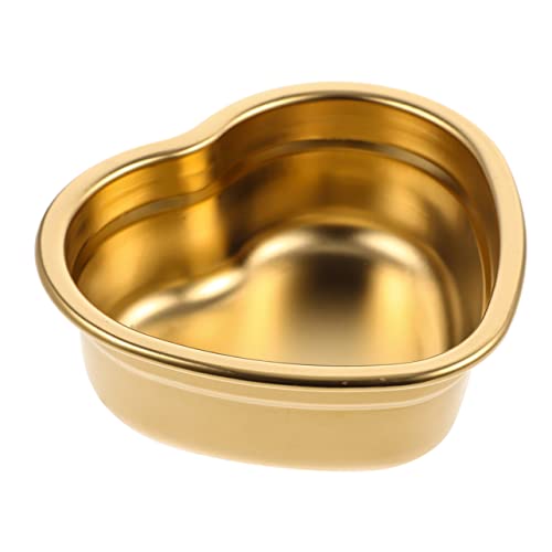 HOMOCONO Heart Shaped Snack Plate Centerpiece Bowl Fruit Bowl Serving Platters Cake Plate Food Serving Bowl Korean Gold Bowls Condiment Sauce Cup Candy Bowl Golden Stainless Steel re-usable