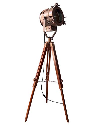 40% Off Discount Vintage Old Century Morden Searchlight Nautical Lamp Timber Tripod Antique Spotlights … (Copper Antique (Small))