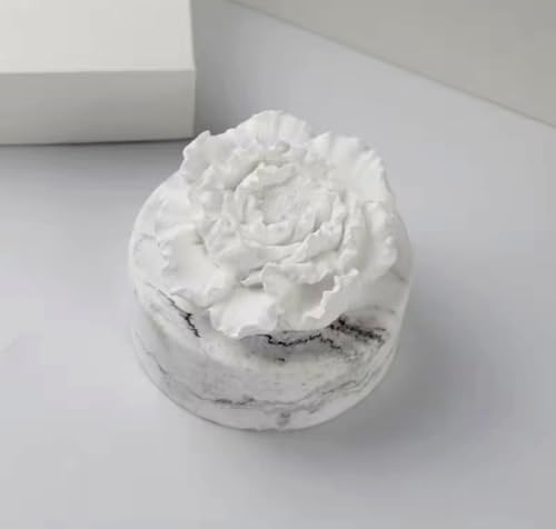 Zenstone White Ceramic Peony Aroma Diffuser Elegant Home Dcor Flower Design Add Essential Oils for Natural Fragrance No Flame or Electricity (White)