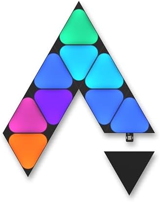 Nanoleaf Shapes Ultra Black Mini Triangle Expansion Pack, 10 Additional Light Panels – Indoor Wall Sconces Connected Modular LED RGBW Wi-Fi, Alexa Compatible, for Living Room or Gaming