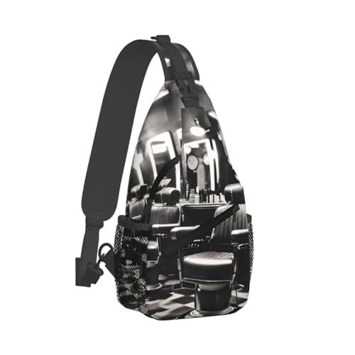 Bolso bandolera estilo Barber Shop Monocromo negro miniatura 2
