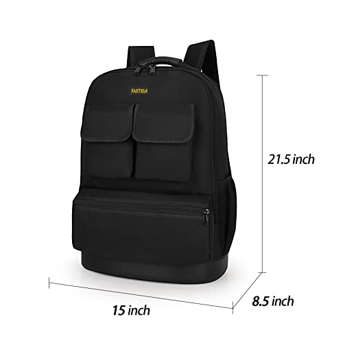 Fastech Tool Bag Backpack, Electrician Tool Bag, Laptop Compartment With Plastic Bottom, Backpack, Waterproof Tool Bag, Black #TOP2
