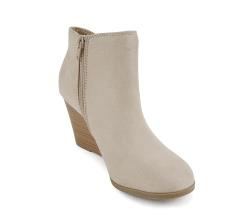 Image of Soda Ability - Mid Ankle Bootie w /Split Shaft and Zipper Stacked Wedge Heel
