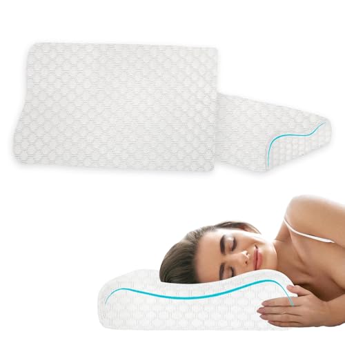 Image of AYKA Cooling Foam Cervical Memory Foam Pillow for Neck & Shoulder Pain Relief | Orthopedic Contour Pillow for Sleeping & Spinal Alignment | Ergonomic Support | 2-Year Warranty (Set of 2)