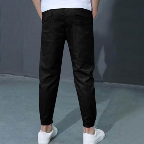 2 Pack Boys Linen Sweatpants Drawstring Jogger Trousers Casual Lightweight Athletic Pants for Kids School Uniform Pants4