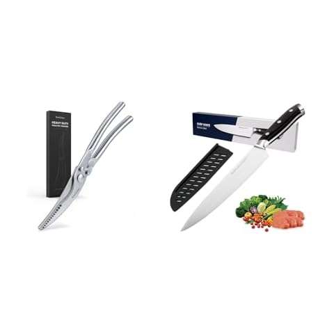 Simcoker Full Steel Poultry Shears & Chef Knife,8 Inch Knife Cover