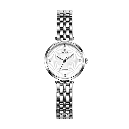 ShazAn Reloj Hombre Barato Reloj Mujer Relojes Hombre Reloj de Pulsera de Cuarzo con Caja de Acero Inoxidable de Lujo para Mujer con Correa de Acero Inoxidable, Blanco y Dorado(Color:B,Size:)