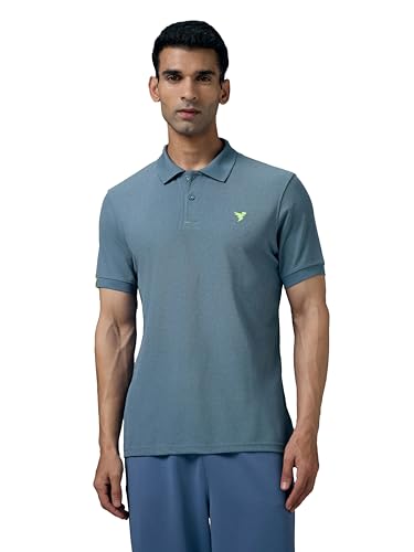 Image of TECHNOSPORT Men's Polyester Slim Fit Self-Design Short Sleeve Polo Matpiq T-Shirt with Anti Microbial, Techno Dry for Regular and Casual Use