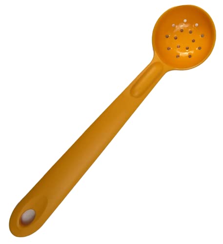 Rite-Size 2 oz. Perforated Round Circle Server Portion Utensil, Copolymer Plastic Heat Resistant Professional Cooking Tool, Yellow