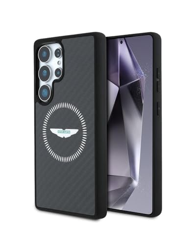 Image of CG MOBILE Aston Martin [Official Licensed], HC Magnetic Real Carbon Fiber Case with Magnetic System Counter Design Protective Case /Cover Designed for Galaxy S25 Ultra - Black