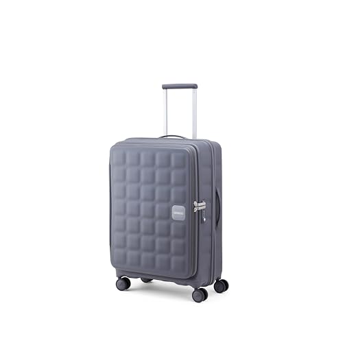 Image of American Tourister Bitbloc | Check-in Trolley Bag (68.5 cm) | 69 Ltrs | 360 8 Wheel Spinner | Hard Case | Recessed TSA Lock | 3 Years Global Warranty | Grey