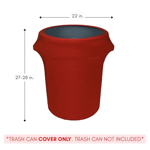 Image of YOUR CHAIR COVERS - 32 Gallon Stretch Spandex Fitted Trash Can /Waste Container Cover - Red (Cover ONLY, Trash CAN NOT Included)