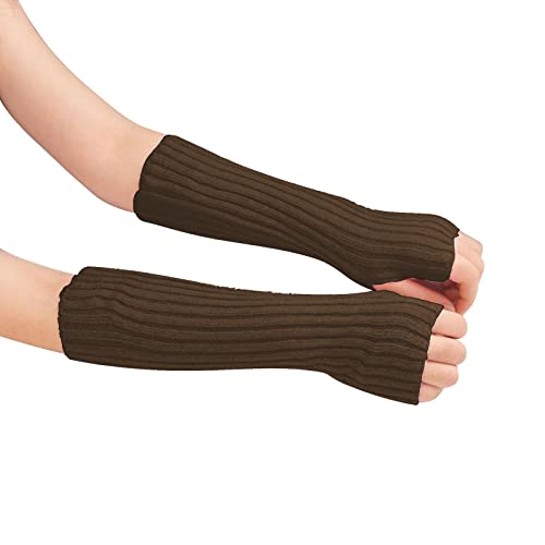Suxgumoe Damen-Armwärmer, gestrickt, lange Ärmel, fingerlose Handschuhe, Winter, Handgelenkwärmer mit Daumenloch für Damen und Mädchen