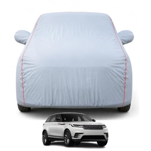 Image of Car Cover for Range Rover Velar Model |100% Waterproof Premium Full Body Cover with Mirror Pockets | Triple Stitched, Bottom Elastic, UV, Dust & Scratch Protection | Belt & Buckle (Dark Grey)