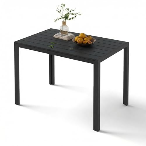 LIFERUN Table de Jardin Extérieur en Aluminium et WPC, 110x70x72 cm, Antirouille, Résistante aux...