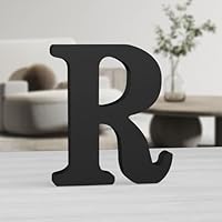 MeteoraPrime Schwarze Holzbuchstaben, 20 cm, unfertig, für Wanddekoration, dekorative Buchstaben, stehend, schwarze Buchstaben, in Blöcken, für Wanddekoration für Projekte (R)