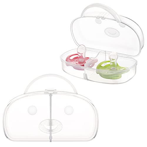 Image of Accmor Pacifier Case, Pacifier Container Can Storage 2 Pacifiers, Baby Pacifier Holder Case for Travel, BPA Free,Transparent,2 Pack