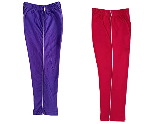 Image of indi weaves Girls Cotton Solid Capri 3 /4th Leggings (Pack of 2)
