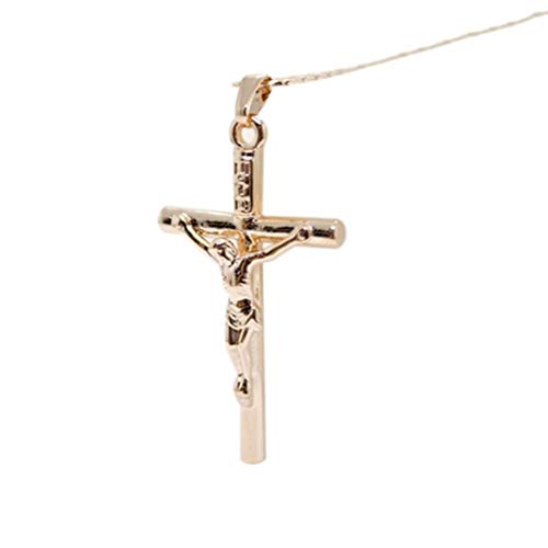 Simshew Sencillo Colgante De Crucifijo Chapado En Oro For Hombres Y Mujeres De Jesus Christ Cross Necklace