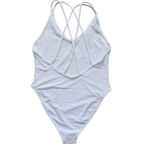 MUZHI Women Bride Wifey One Piece Bathing Suit High Cut Beach Wear Monokini Cross Back with Pad3