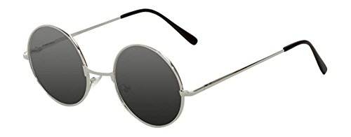 Circular Frame Style Black Lens Silver Frame Sunglasses3