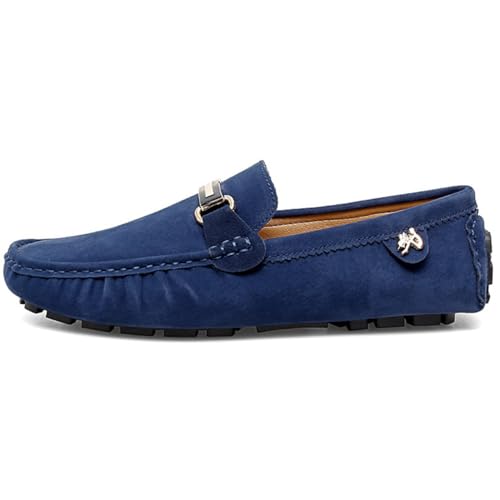 Men's Driving Loafers Slip-On Boat Shoes with Suede Buckle Detail Moccasins2
