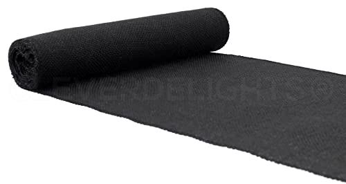 Premium 12-Inch Black Jute Burlap Roll - Finished Edges - 5 Yards of Versatile Crafting Fabric