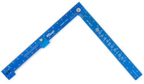 Swanson Tool Co T001WZ Framing Wizard Folding Aluminum Framing Square with Adjustable Set Screw (Allen Wrench Included) - 5 Layout Tools in-One